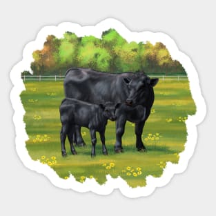 Black Angus Cow and Cute Calf Sticker